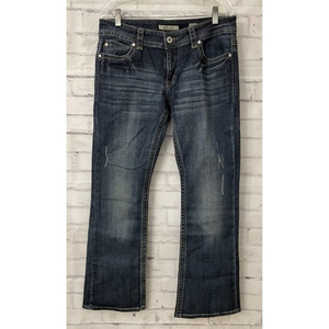 Stetson Hollywood Boot Cut Jeans Womens Sz‎ 14S Blue Stretch Low Rise Distressed